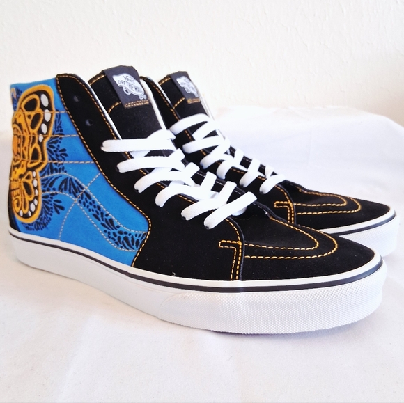 Vans Other - Vans Sk8-Hi Dia De Los Muertos Blue Black Gold Skate